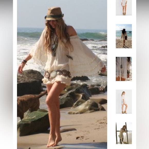 70’s Bohemian Sexy Angel Sleeves Mini Dress Tunic 100%Cotton Gauze Desert Babe - Picture 11 of 16